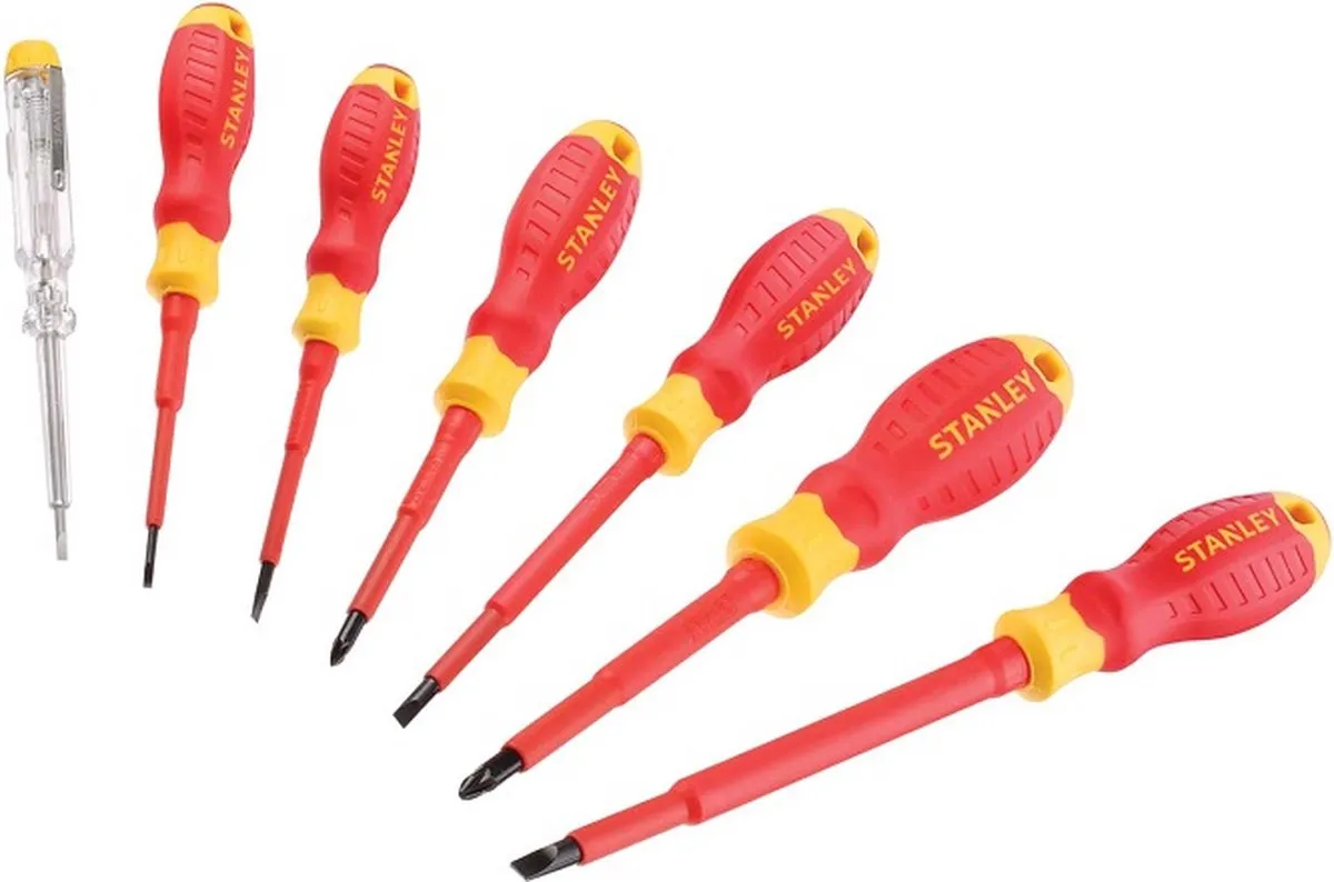 Stanley FatMax VDE Schroevendraaierset 7-delig - PZ1/PZ2/SL2.5-5.5 - Rood