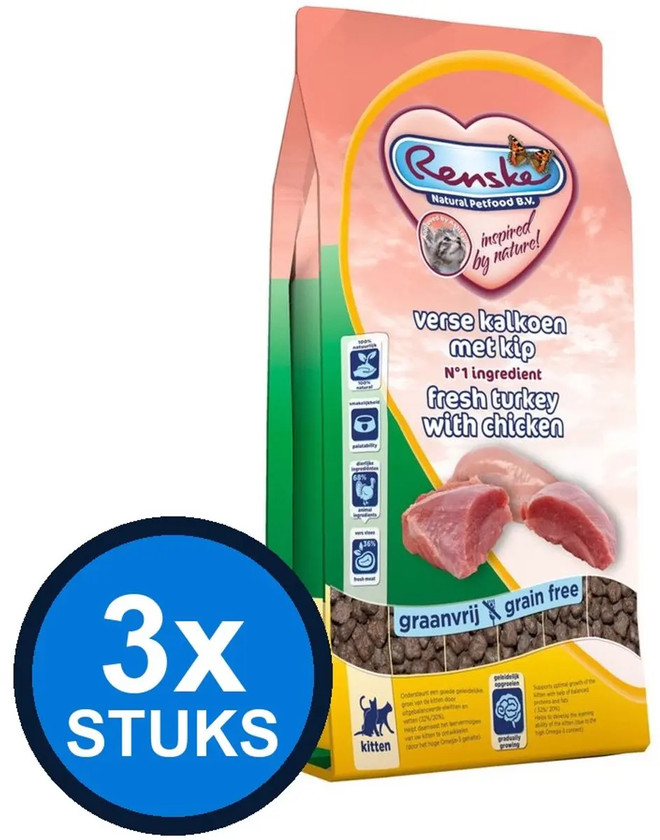 Renske Super Premium Kattenvoer Kalkoen & Kip 1,5kg