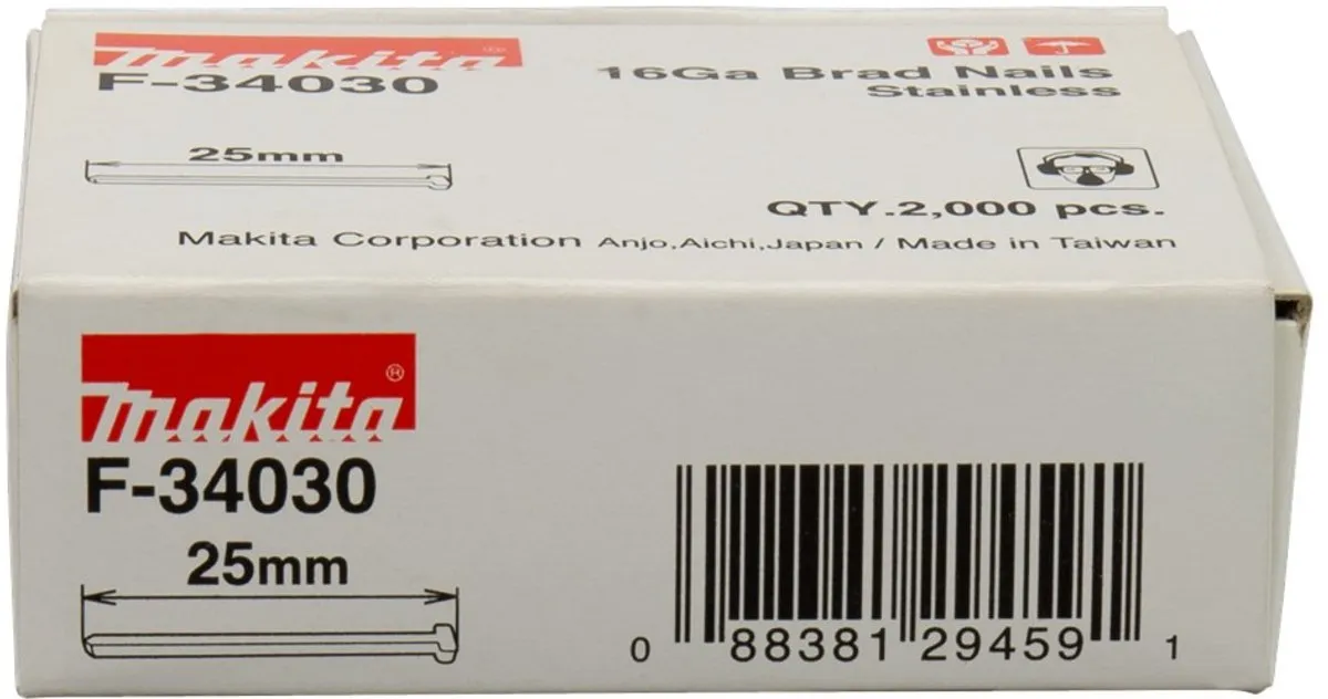 Makita F-34030 RVS Bradnagels 2000 Stuks - 25x1,3x1,6mm