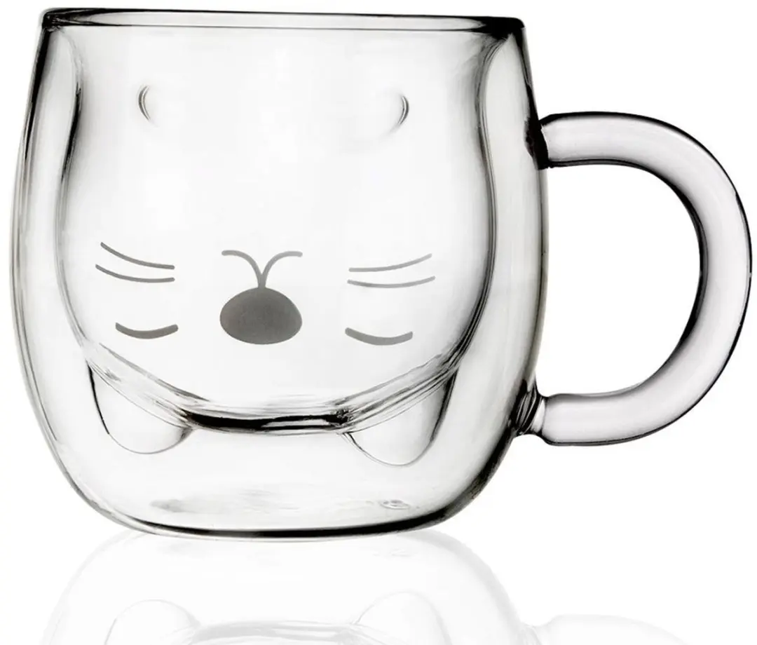 Orion Thermische Kattenbeker 270ml - Dubbelwandig Glas