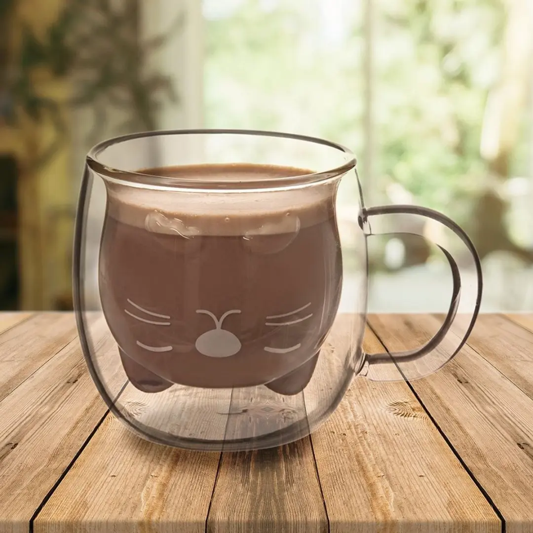 Orion Thermische Kattenbeker 270ml - Dubbelwandig Glas