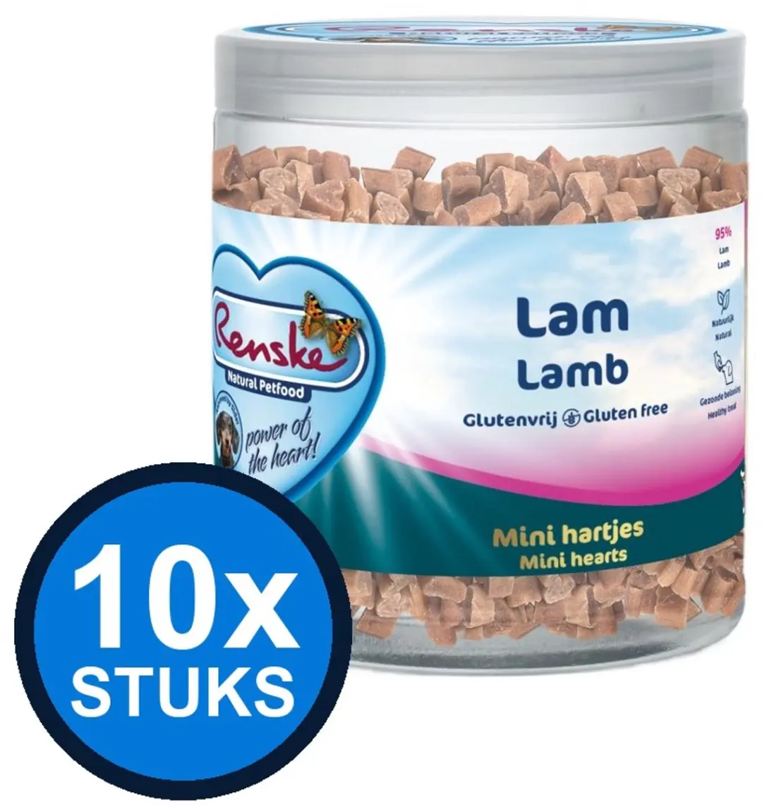 Renske Gezonde Beloning Mini Hartjes Hond Lam 300g