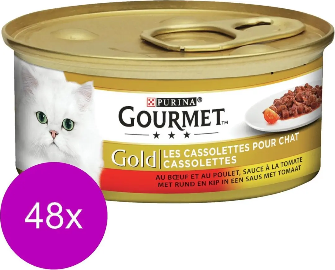 Gourmet Gold Cassolettes Kattenvoer 48x85g Rund&Tomaat