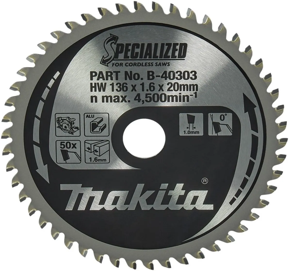Makita B-40294 Cirkelzaagblad 136mm - Aluminium/Kunststof
