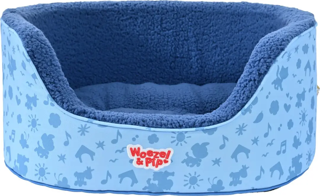 Woezel & Pip slaapmand hoge rand blauw 60cm