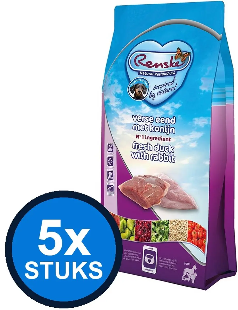 Renske Super Premium Droogvoer Hond Adult Eend & Konijn 600g
