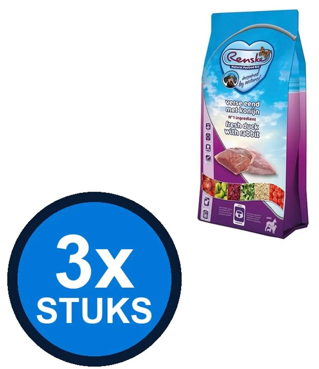 Renske Super Premium Adult Hondenvoer Eend & Konijn 2kg