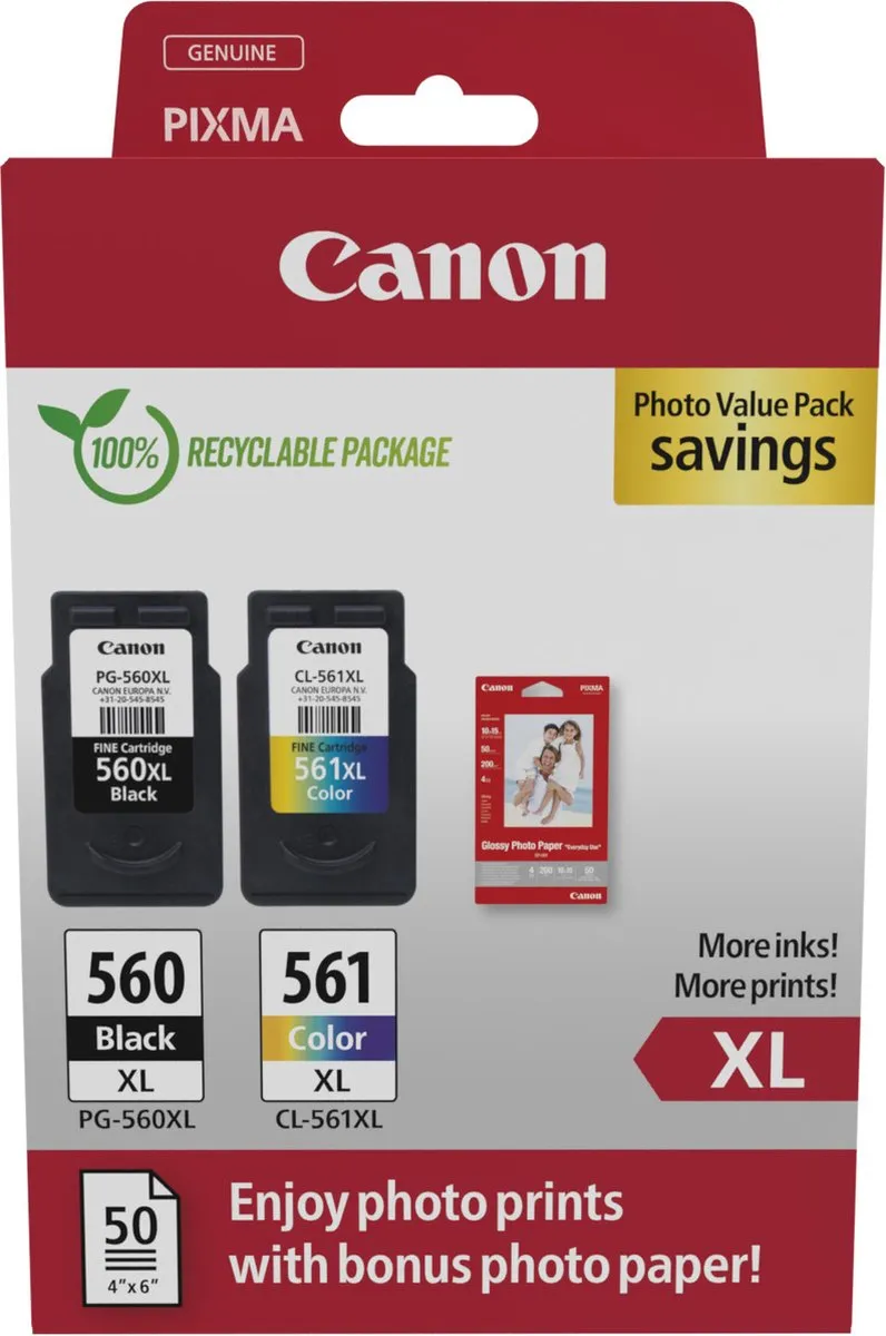 Canon PG-560XL + CL-561XL Inktcartridges