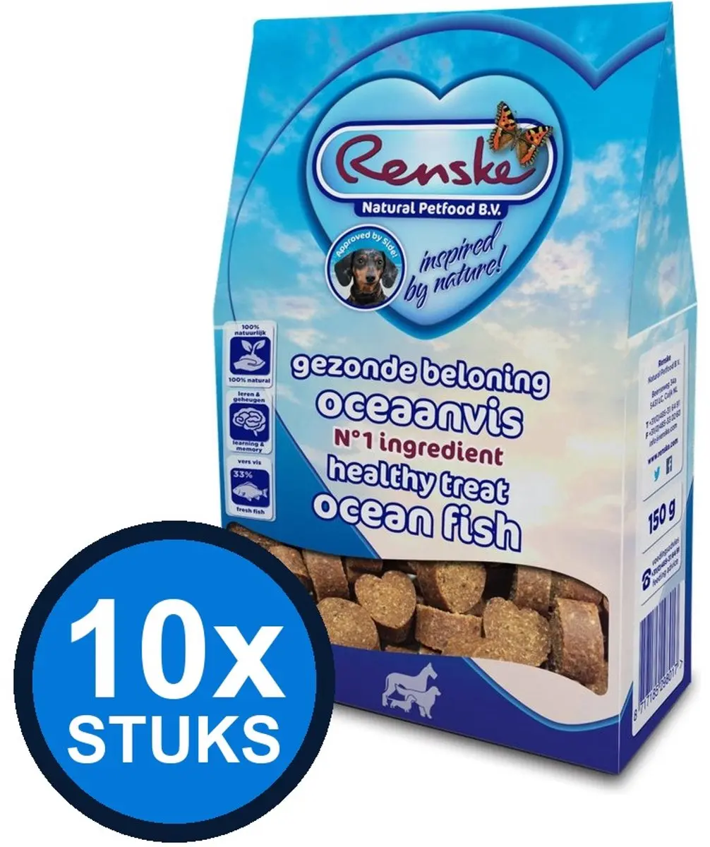 Renske Gezonde Beloning Hartjes Hond Vis 150g