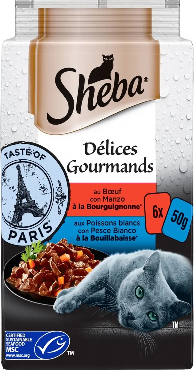 Sheba Délices Gourmands Rund & Witvis 18x50g