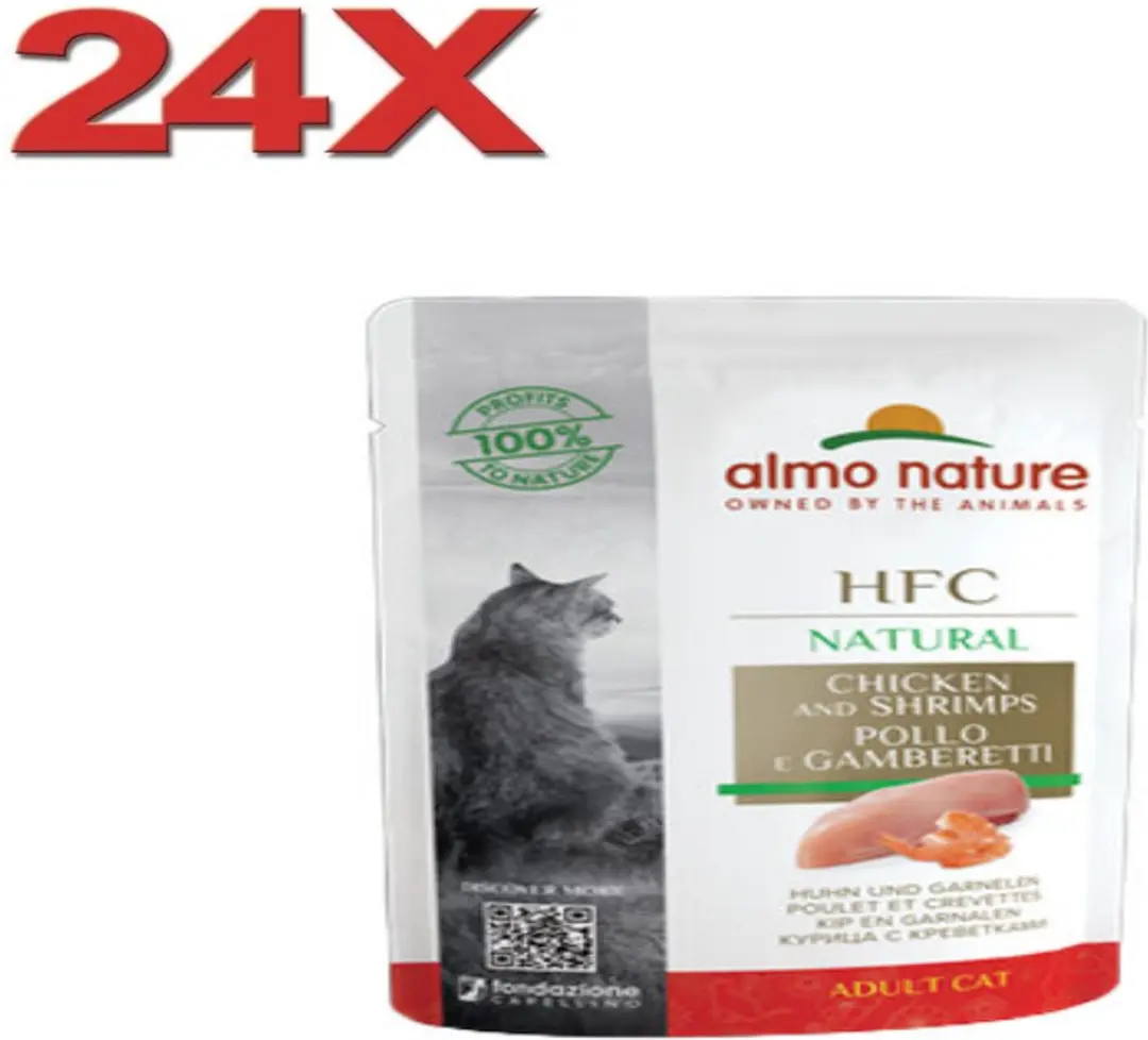 Almo Nature HFC Kattenvoer Maaltijdzakje Kip & Garnaal 24x55g