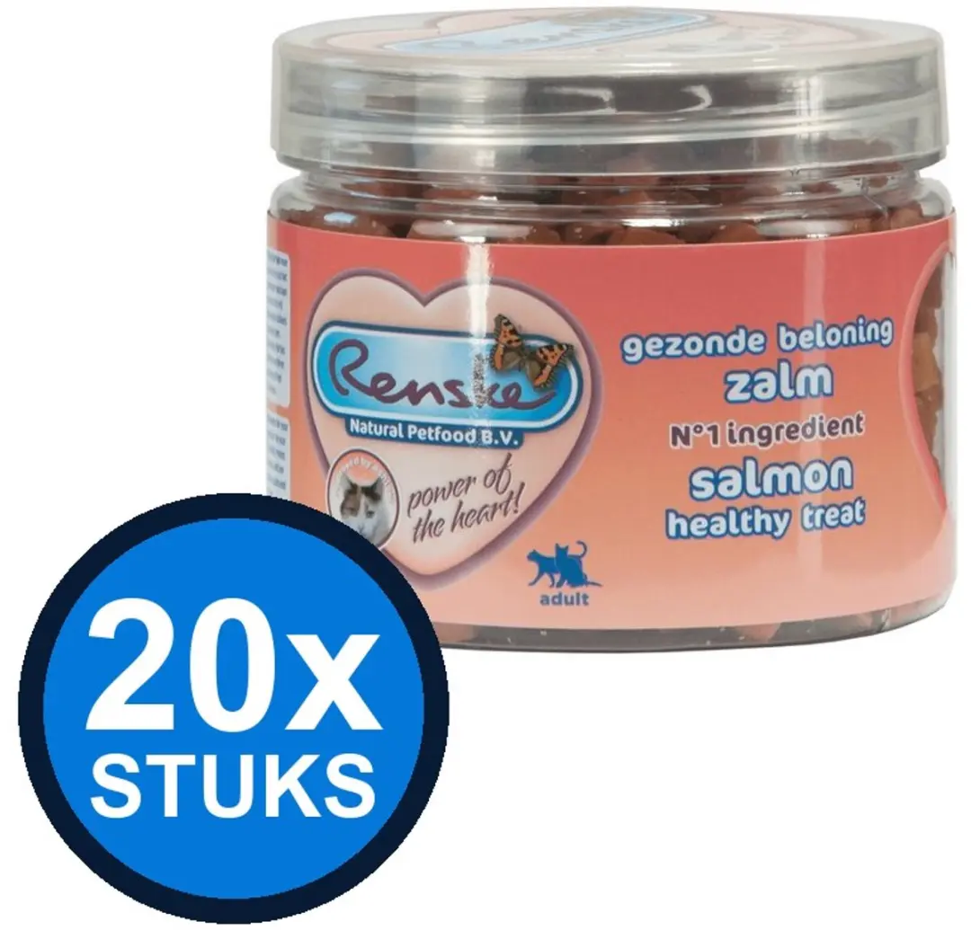 Renske Gezonde Beloning Kat Mini Hartjes Zalm 100g