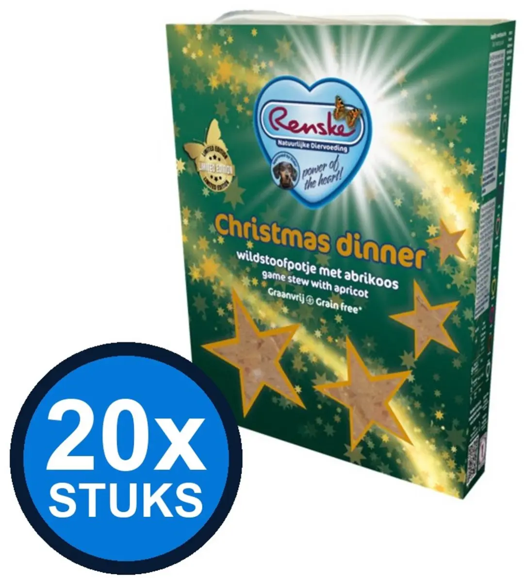 Renske Vers Hond Adult Graanvrij Eend & Hert Kerst 395g