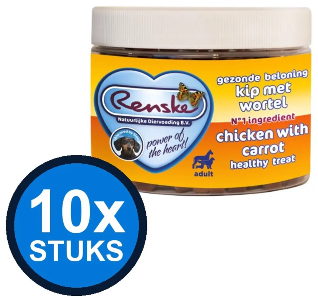 Renske Gezonde Beloning Mini Hartjes Honden Snacks Kip 300g