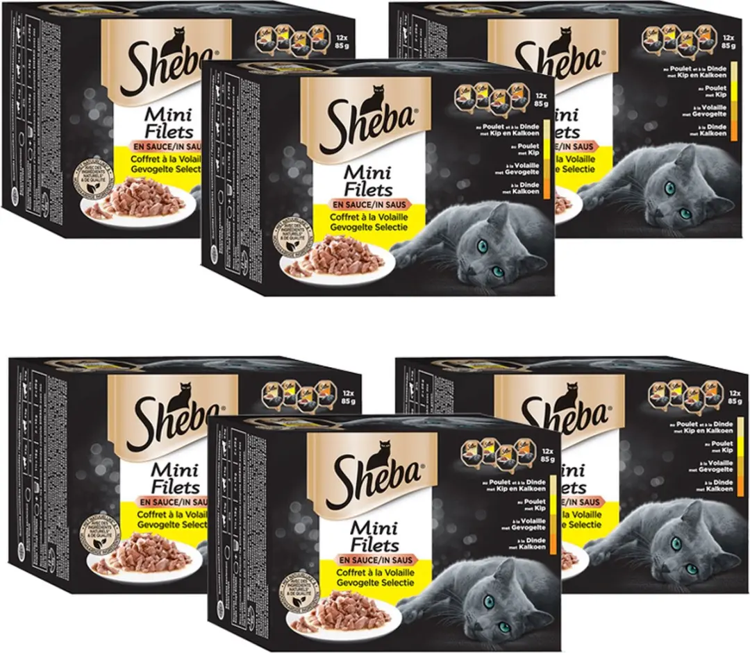 Sheba Mini Filets in Saus Gevogelte Kattenvoer 72 Stuks