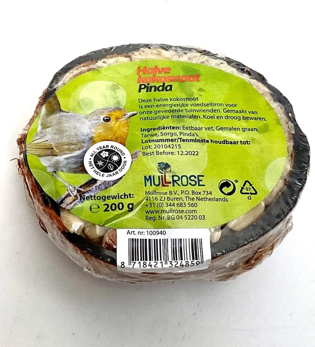 Mullrose Halve Kokosnoot Vogelvoer