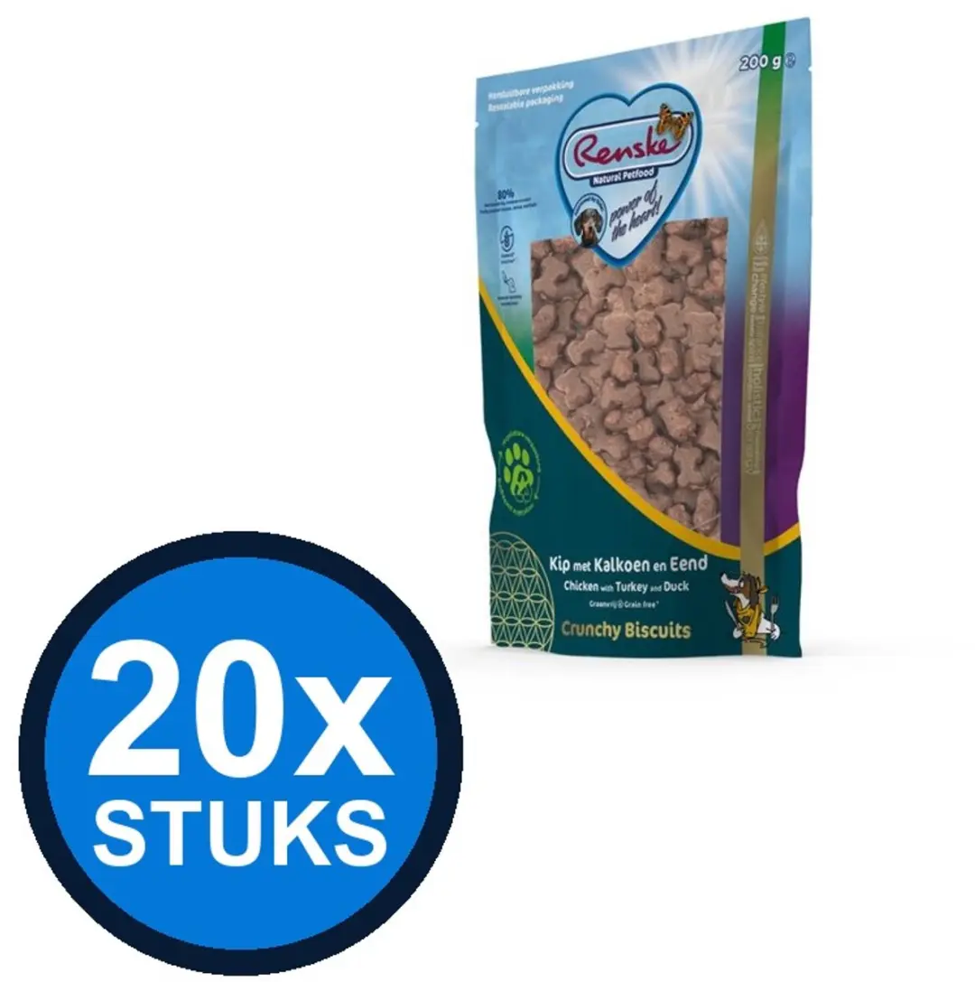 Renske Gezonde Beloning Honden Snacks Kip Kalkoen Eend 200g