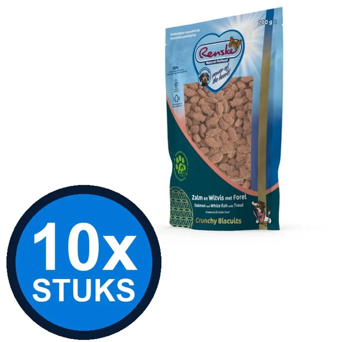 Renske Gezonde Beloning Hond Crunchy Zalm & Witvis & Forel 200g