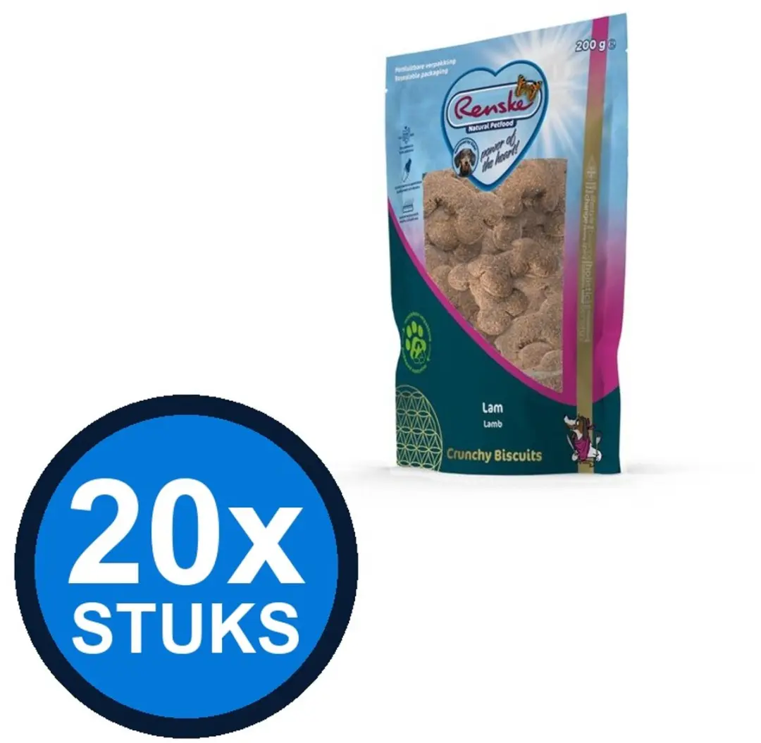 Renske Gezonde Beloning Hond Crunchy Lam 200g