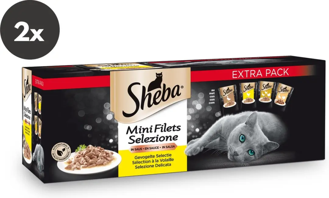 Sheba Natte Kattenvoer Minifilets Gevogelte Duopack 80 Stuks