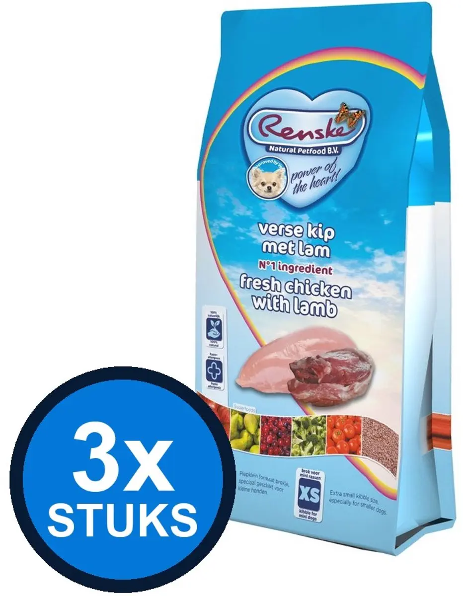 Renske Super Premium Droogvoer Adult Mini Kip & Lam 2kg
