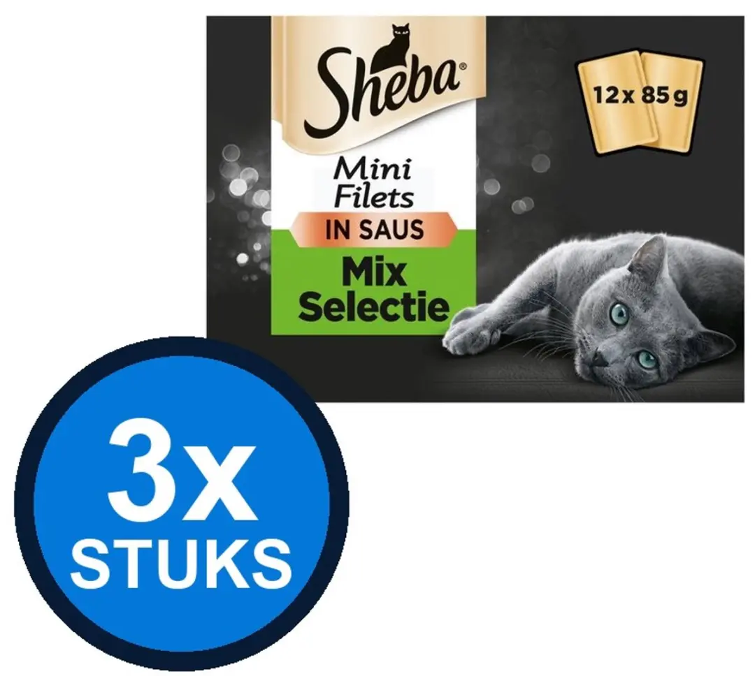 Sheba Mini Filets Pouch Saus Mix Sel 12x85g
