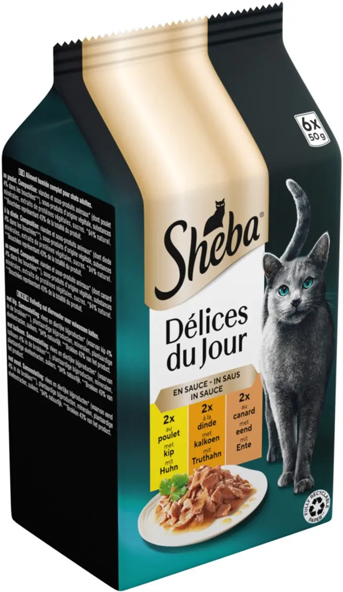 Sheba Delices Du Jour Gevogelte Kattenvoer 6x50g