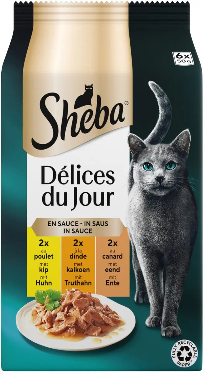 Sheba Delices Du Jour Gevogelte Kattenvoer 6x50g