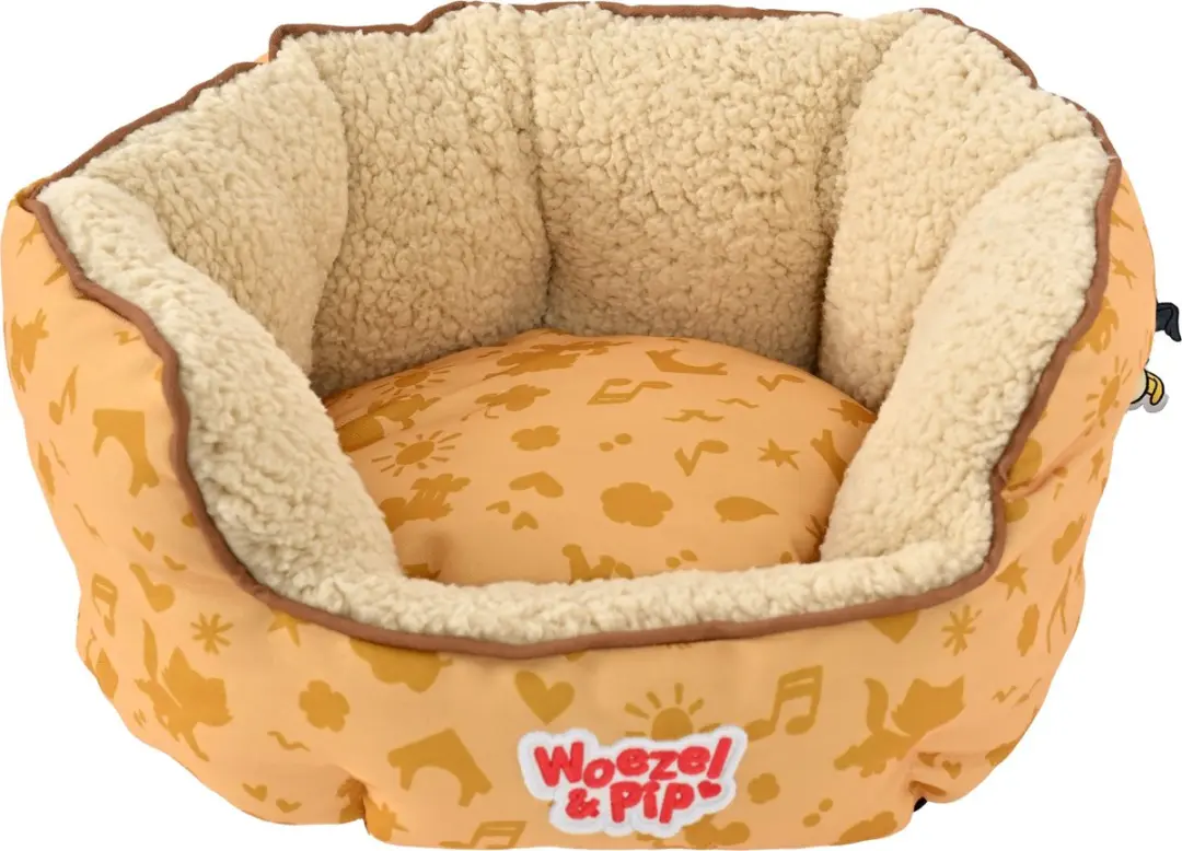 Woezel & Pip slaapmand rond geel 40cm