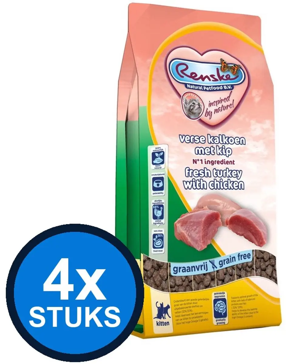 Renske Super Premium Kattenvoer Kalkoen & Kip 1,5kg