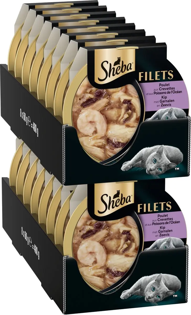 Sheba Filets Garnaal Oceaanvis Kip 16x60g