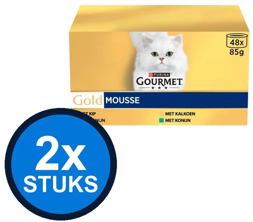 Gourmet Gold Blik Mousse Kip Tonijn Kalkoen Konijn 2x48x85g