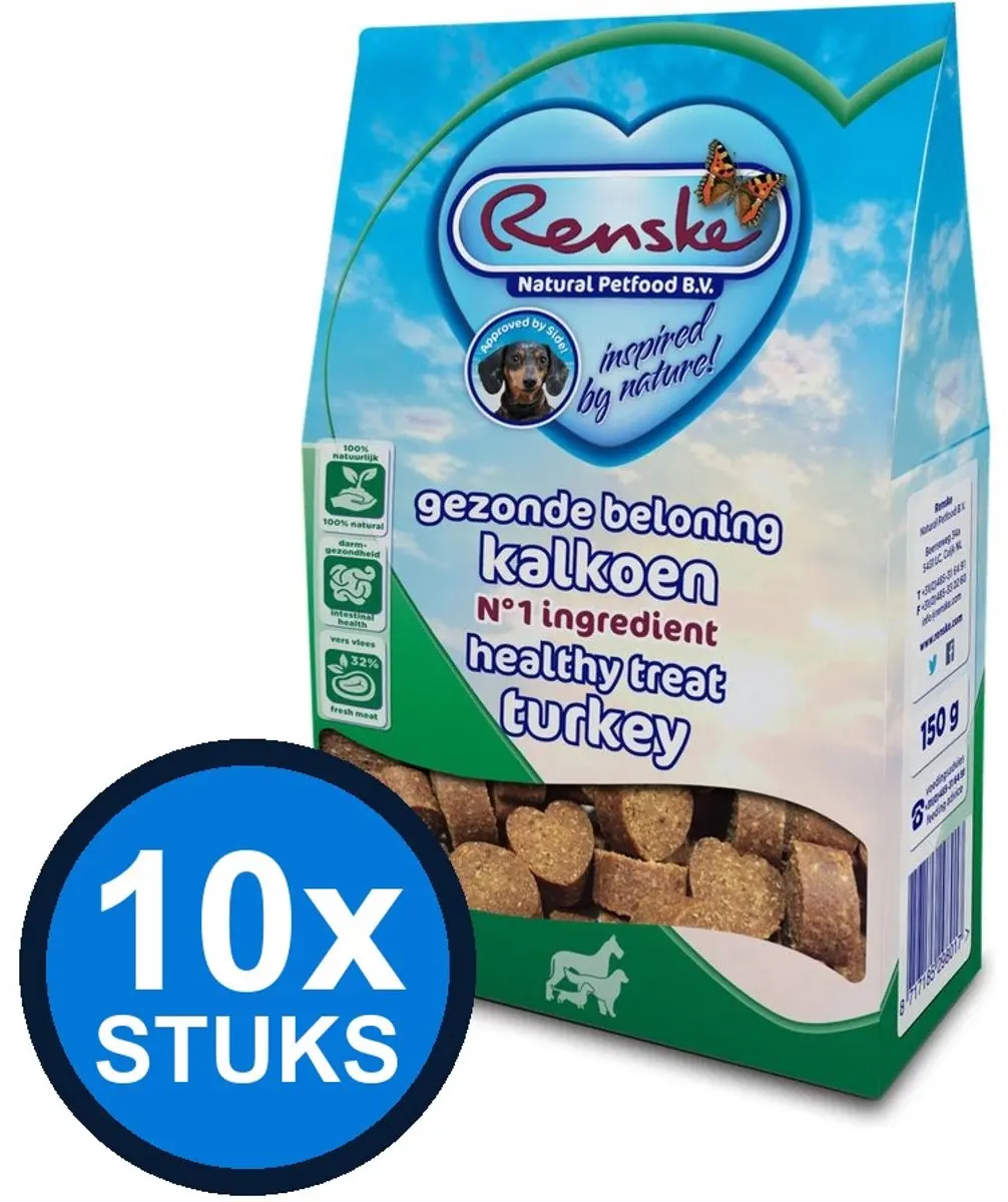 Renske Gezonde Beloning Hartjes Kalkoen 150g