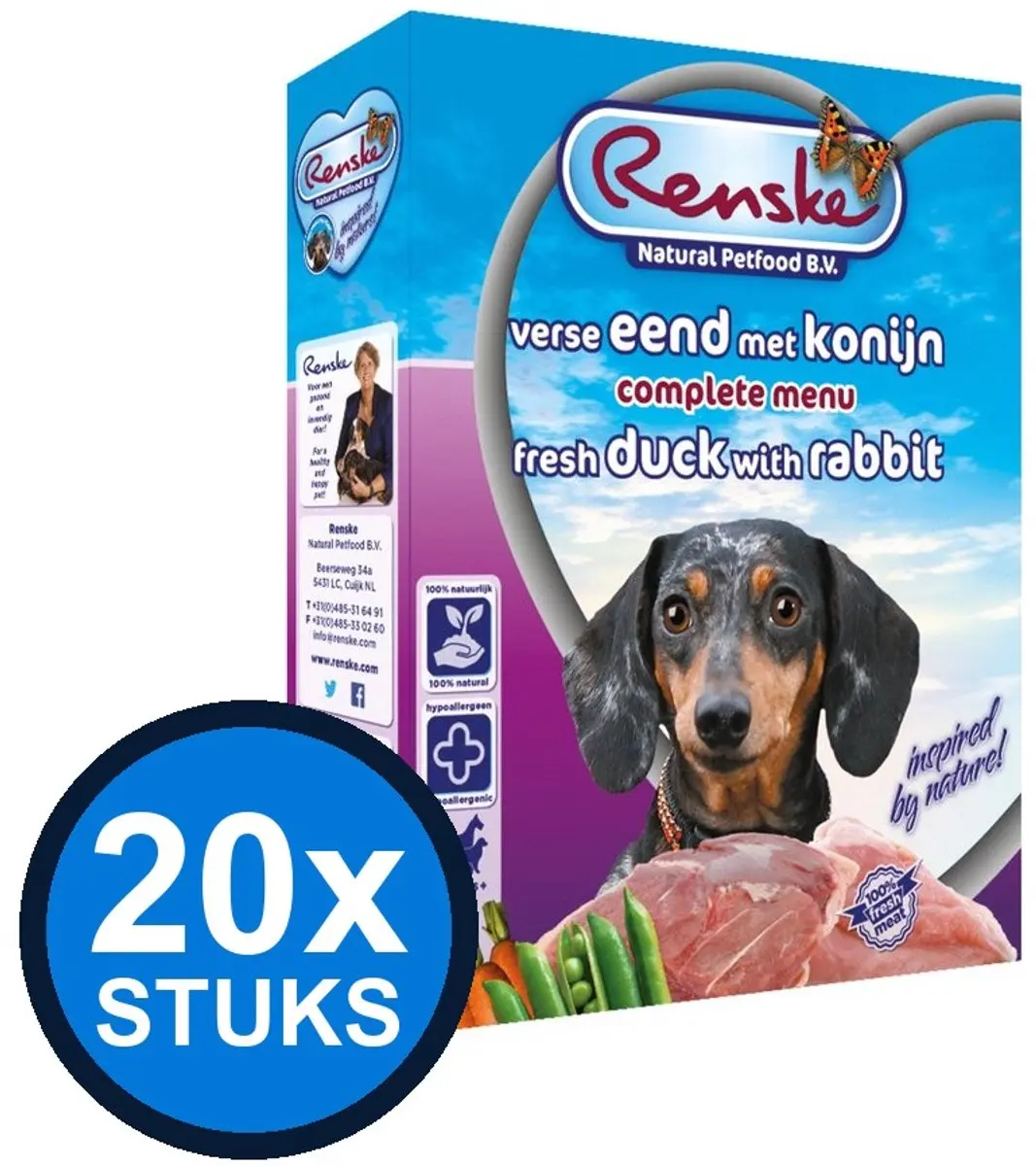 Renske Vers Hondenvoer Natvoer Eend & Konijn 395g
