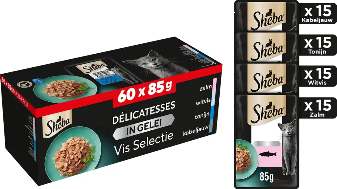Sheba Delicatesse Maaltijdzakjes Vis Selectie 60x85g