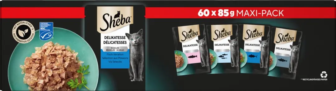 Sheba Delicatesse Maaltijdzakjes Vis Selectie 60x85g