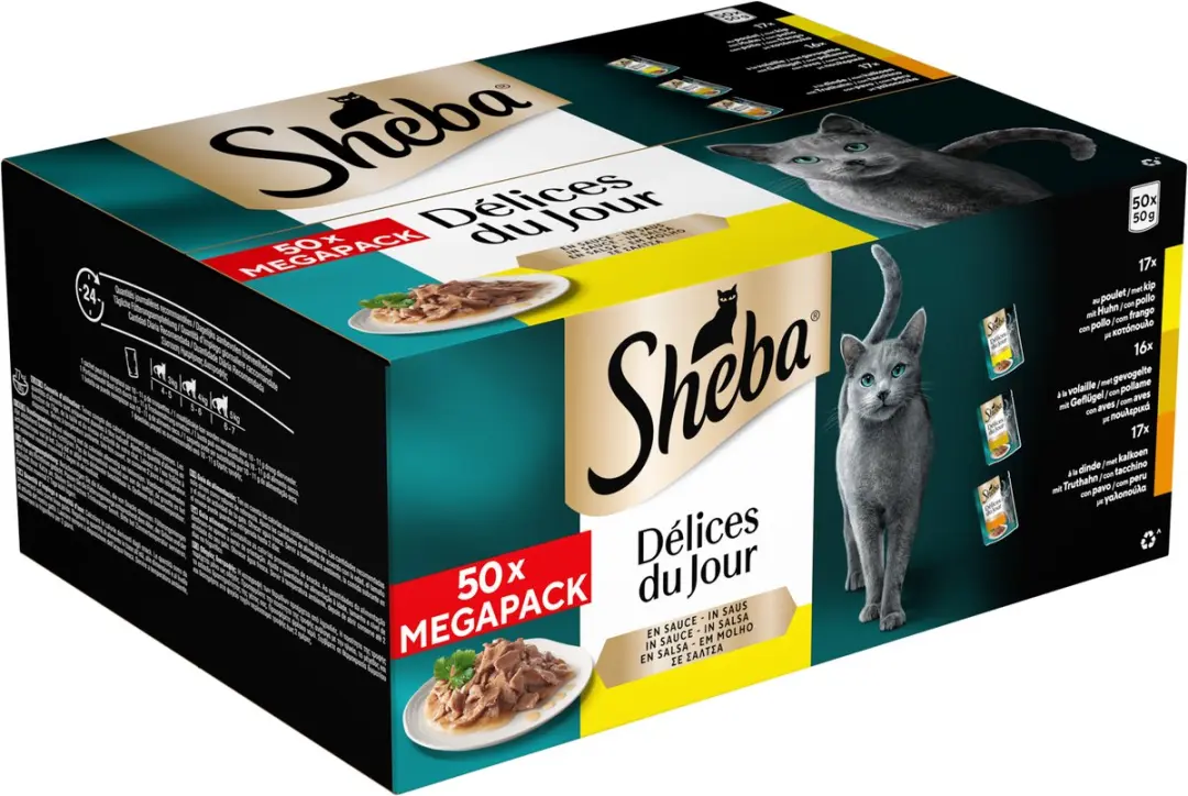 Sheba Délices Du Jour Gevogelte Saus Kattenvoer - 50x50g