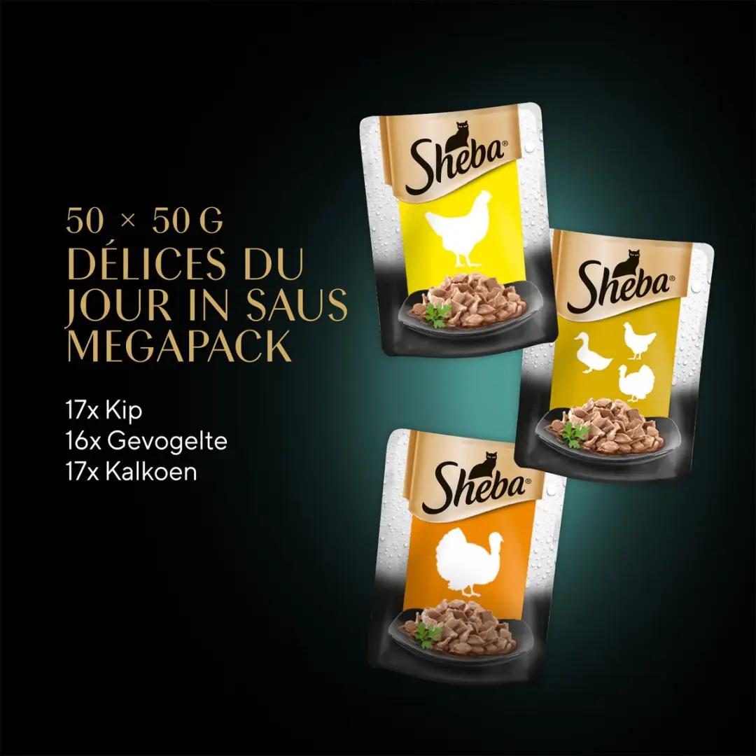 Sheba Délices Du Jour Gevogelte Saus Kattenvoer - 50x50g