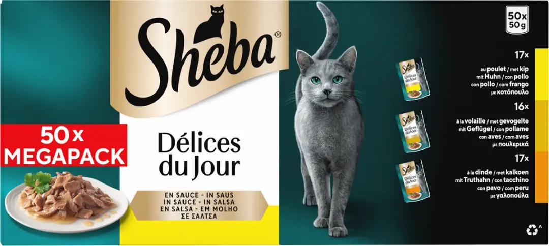 Sheba Délices Du Jour Gevogelte Saus Kattenvoer - 50x50g