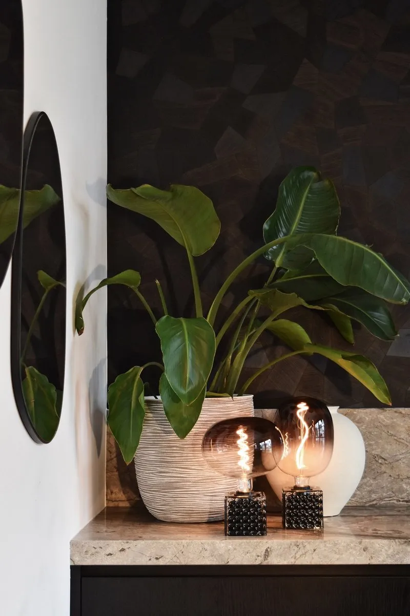Calex Tafellamp Glas Vierkant E27 - Zwart