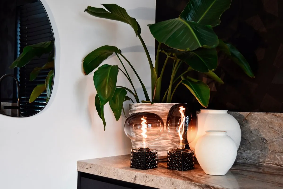 Calex Tafellamp Glas Vierkant E27 - Zwart