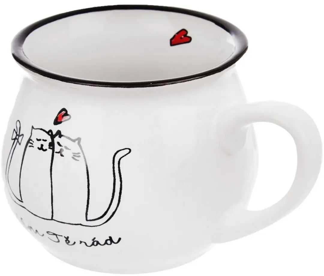 Orion Keramische Mok 300ml - Kattenmotief - Wit