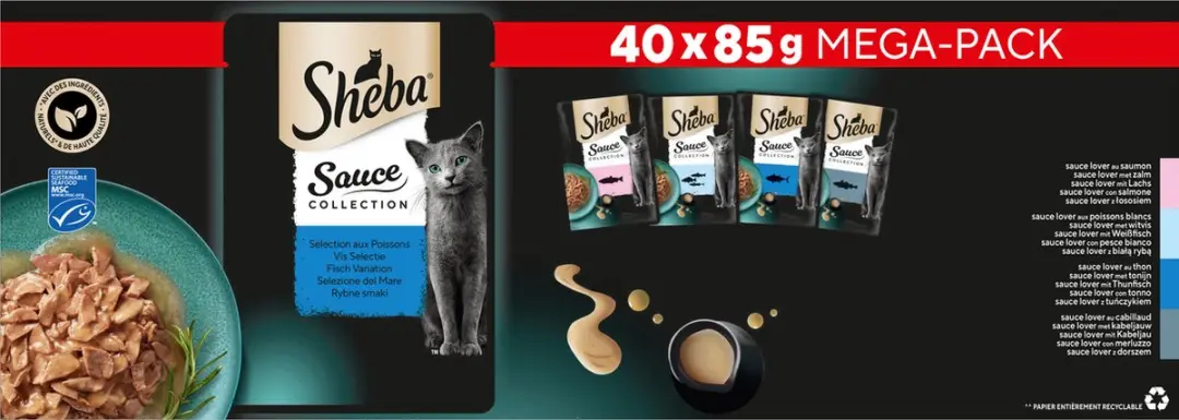 Sheba Natvoer Vis Selectie in Saus - 40x85g