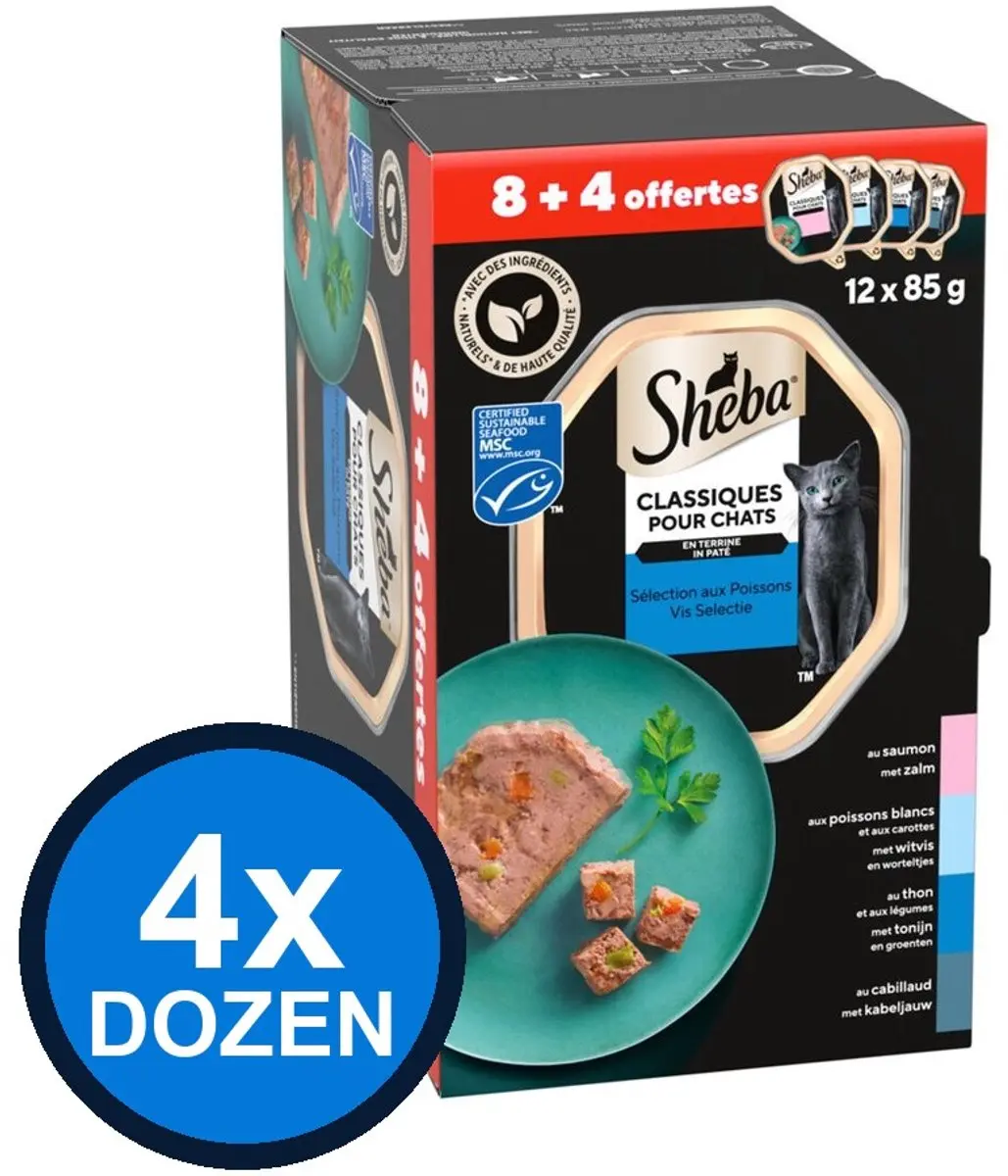 Sheba Classic Alu Pate Vis Sel Multipack 4x12x85g