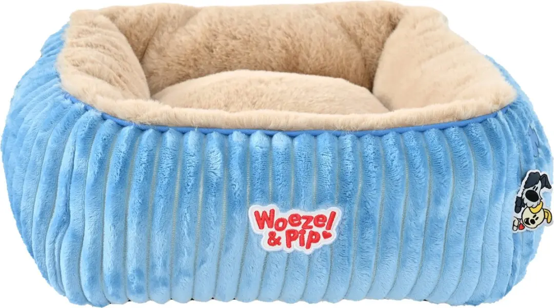 Woezel & Pip divan corduroy vierkant blauw 40cm
