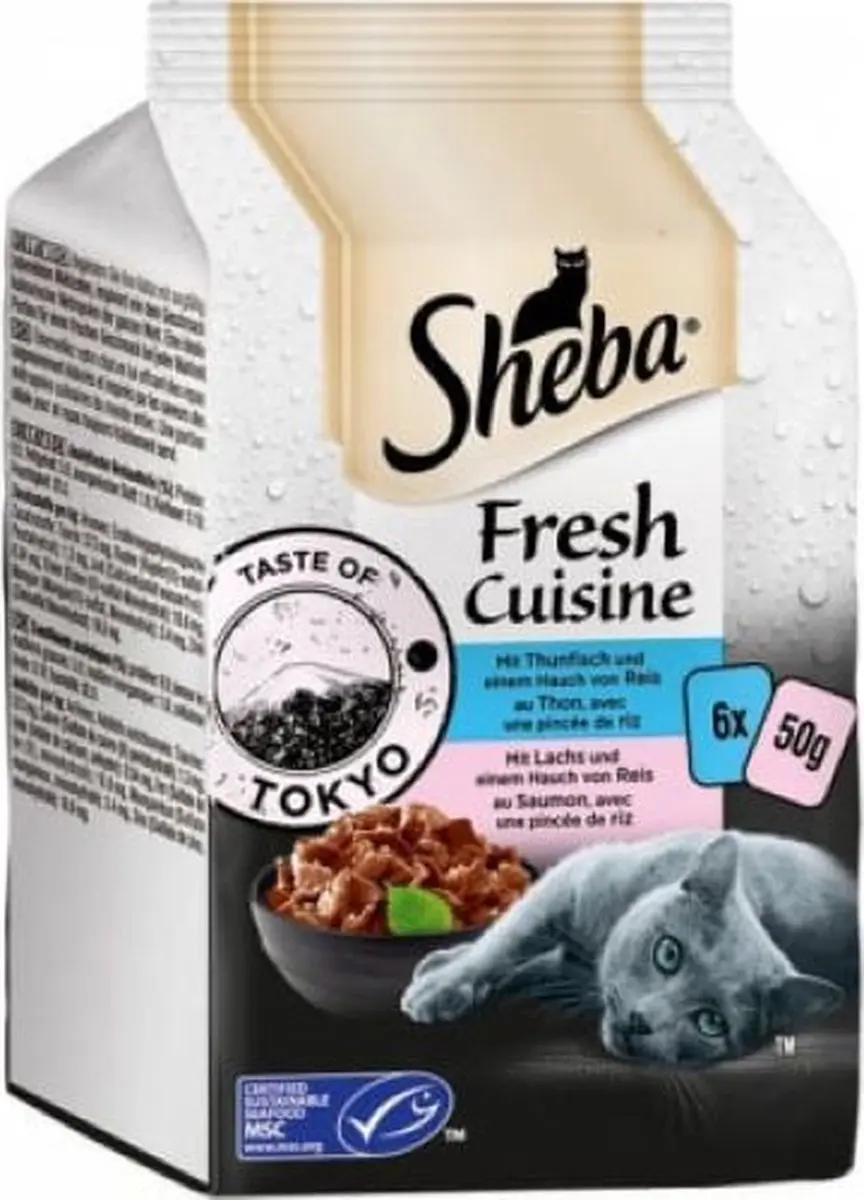 Sheba Délices Gourmands Tonijn & Zalm 6x50g