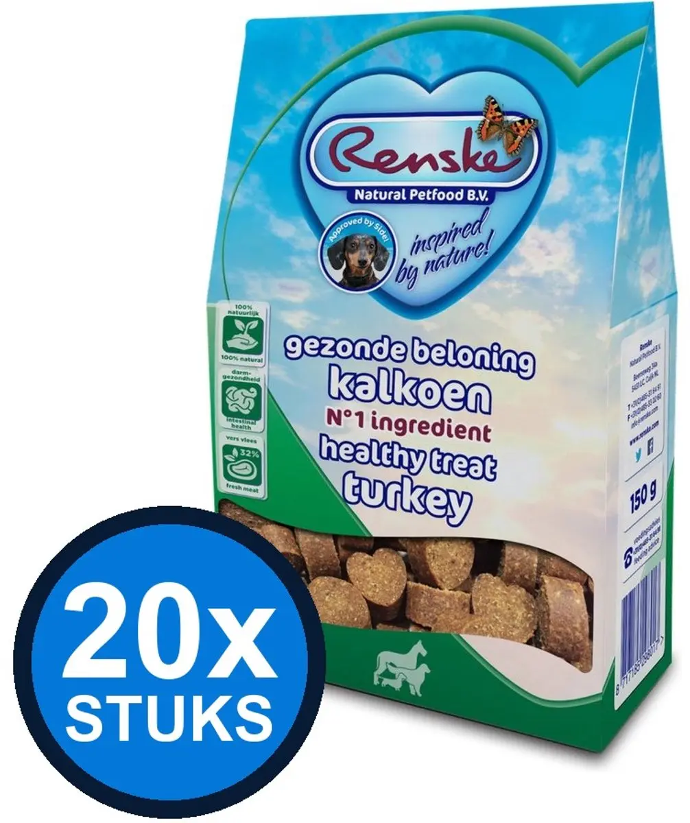 Renske Gezonde Beloning Hartjes Kalkoen 150g