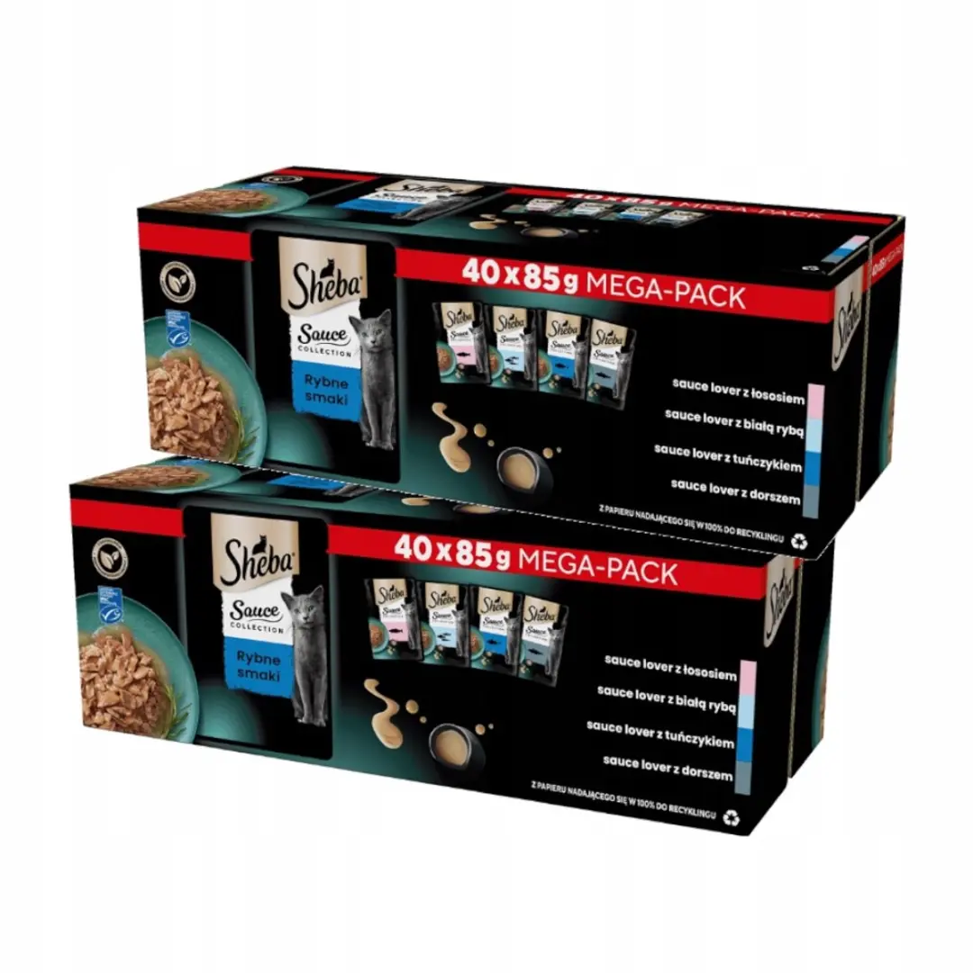 Sheba Rybne Smaken Natvoer voor Katten - 85g x 80