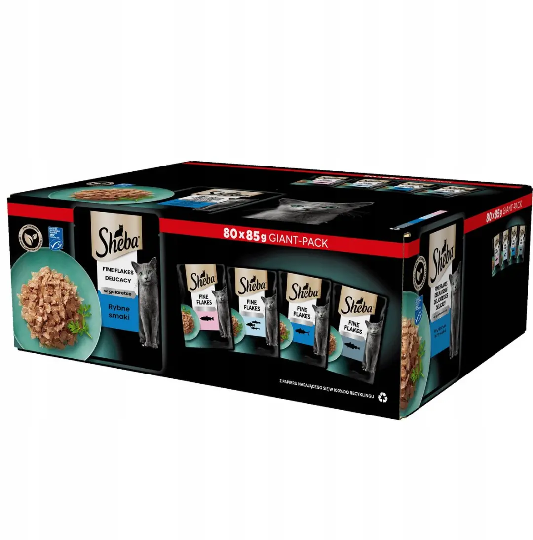 Sheba Rybne Smaken Natvoer voor Katten - 85g x 80