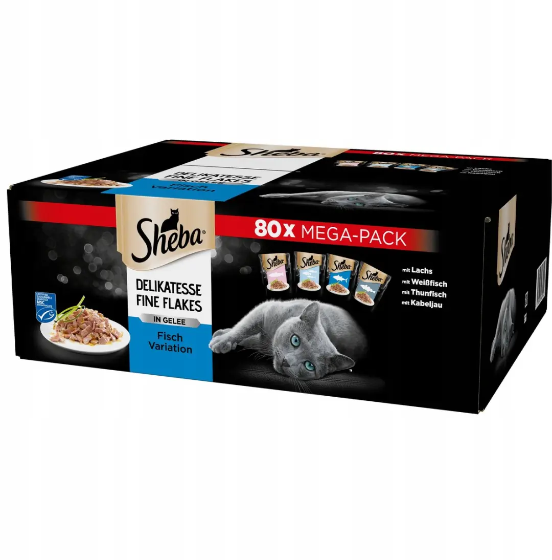 Sheba Rybne Smaken Natvoer voor Katten - 85g x 80
